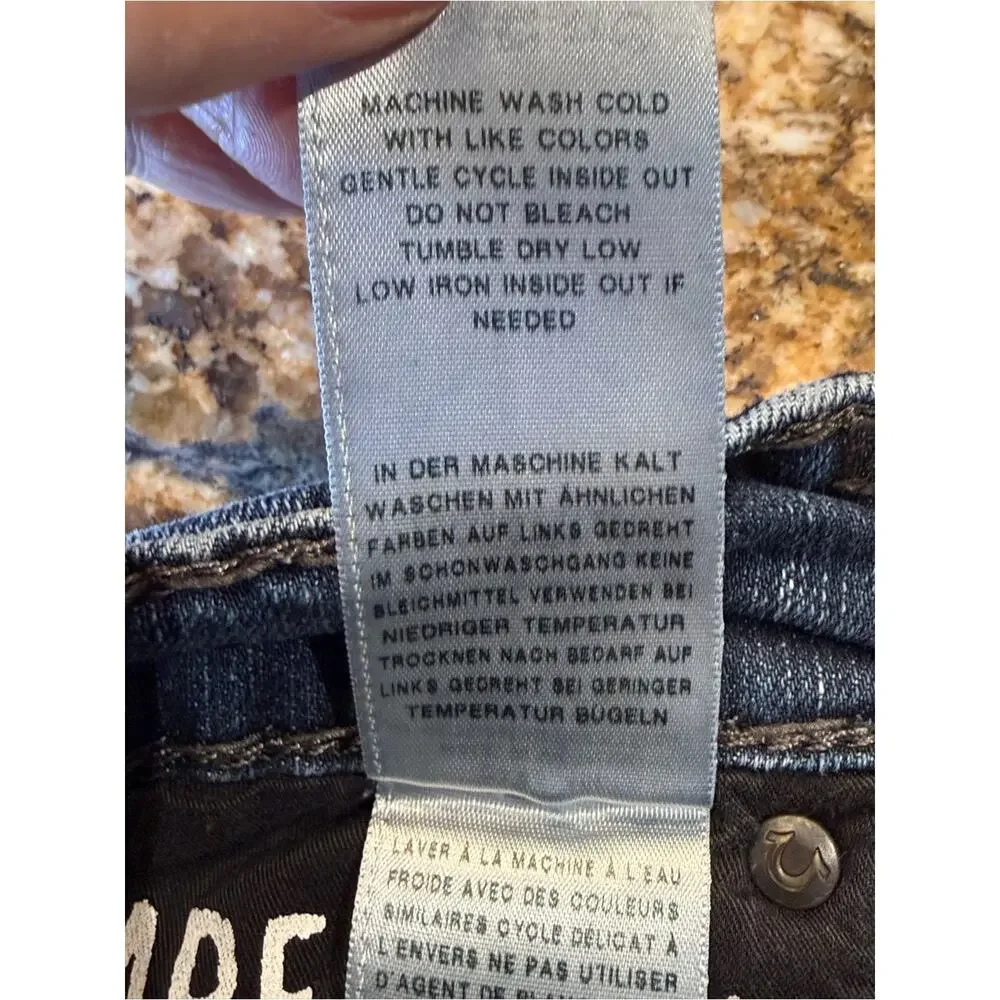 True Religion Geno Relaxed Slim Men's 38 x 33 Medium Blue Straight Jeans